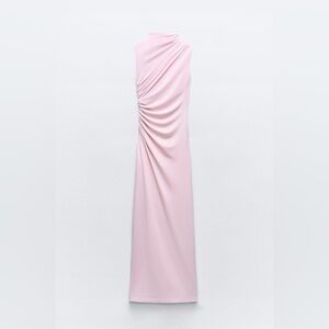 ZARA *NWT* Draped Midi Dress in Chalk Pink